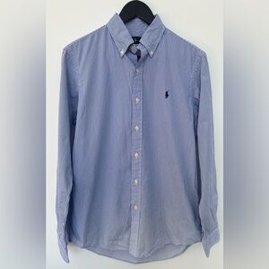 Polo Ralph Lauren Blue White Stripe Oxford Button Down Shirt Pony Logo Small